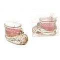 Glass Baby Shoe Candle - Pink